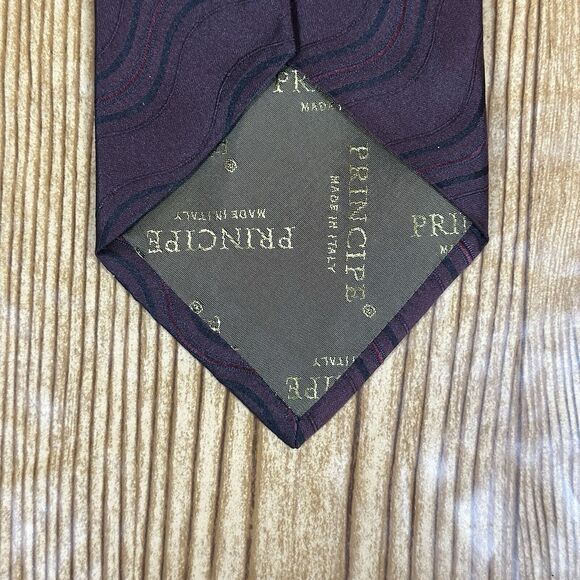 Principe Silk Men’s Tie Burgundy Made In Italy 100% Silk Men’s Necktie 62.5x3.9” - Picture 3 of 9